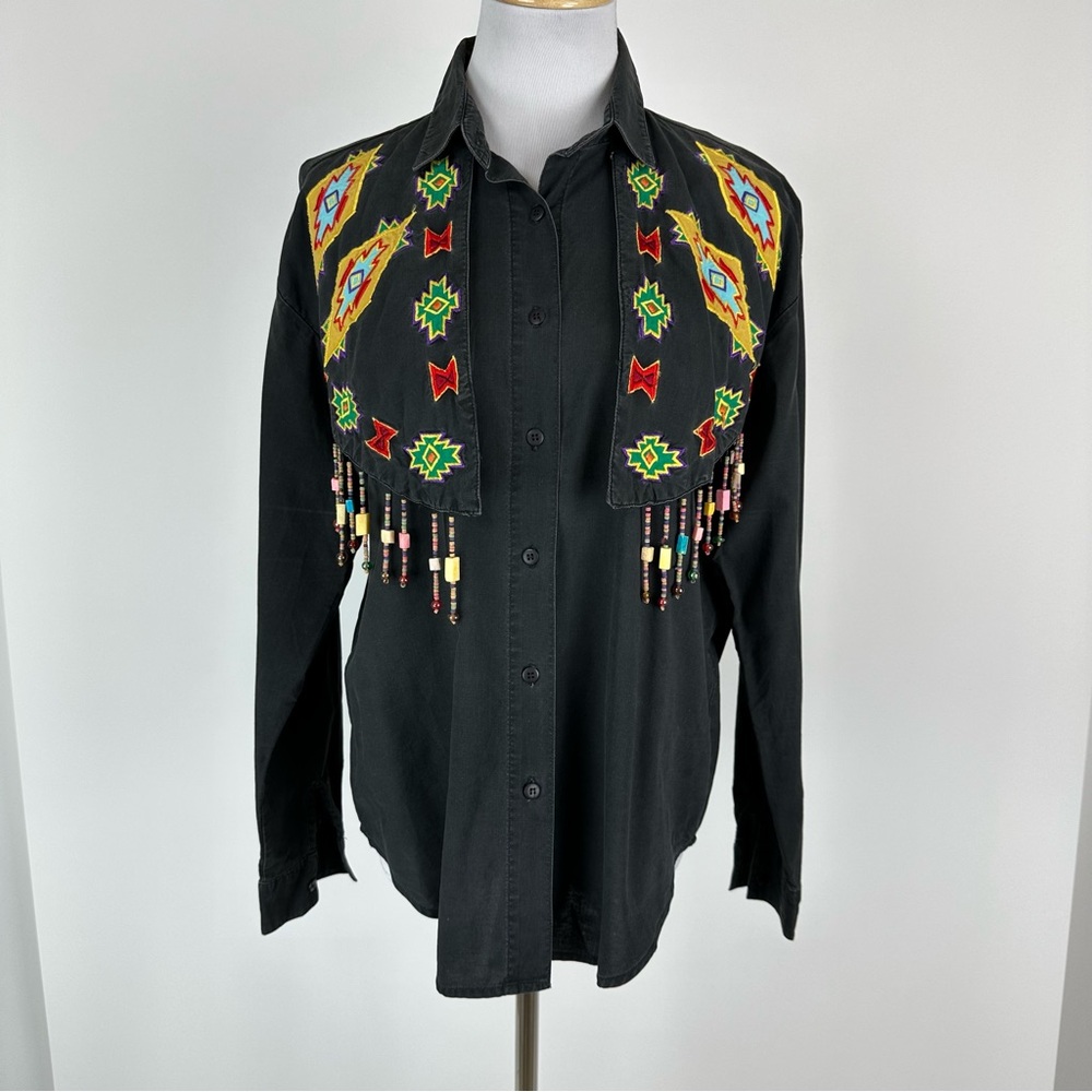 Southwest Canyon Y2K Vintage Western Festival Unique Embroidered Top Medium